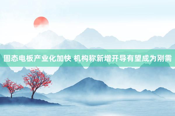 固态电板产业化加快 机构称新增开导有望成为刚需