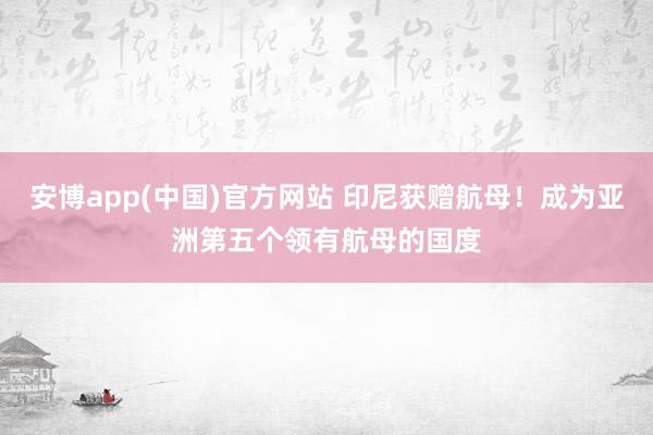 安博app(中国)官方网站 印尼获赠航母！成为亚洲第五个领有航母的国度