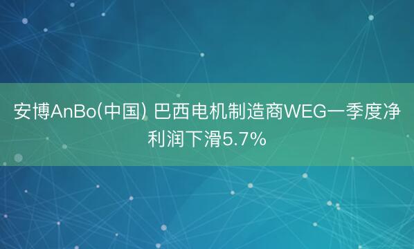 安博AnBo(中国) 巴西电机制造商WEG一季度净利润下滑5.7%