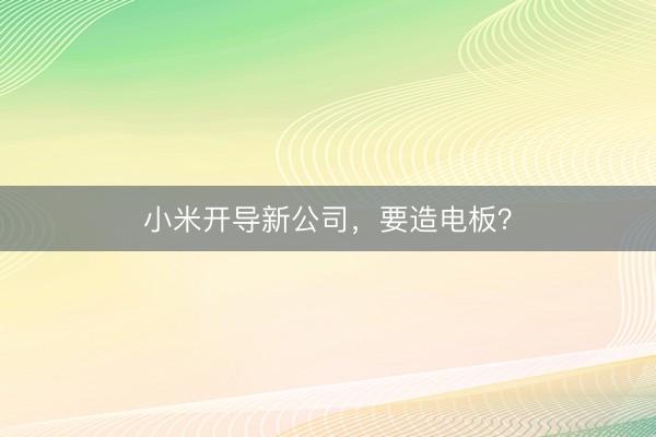 小米开导新公司，要造电板？